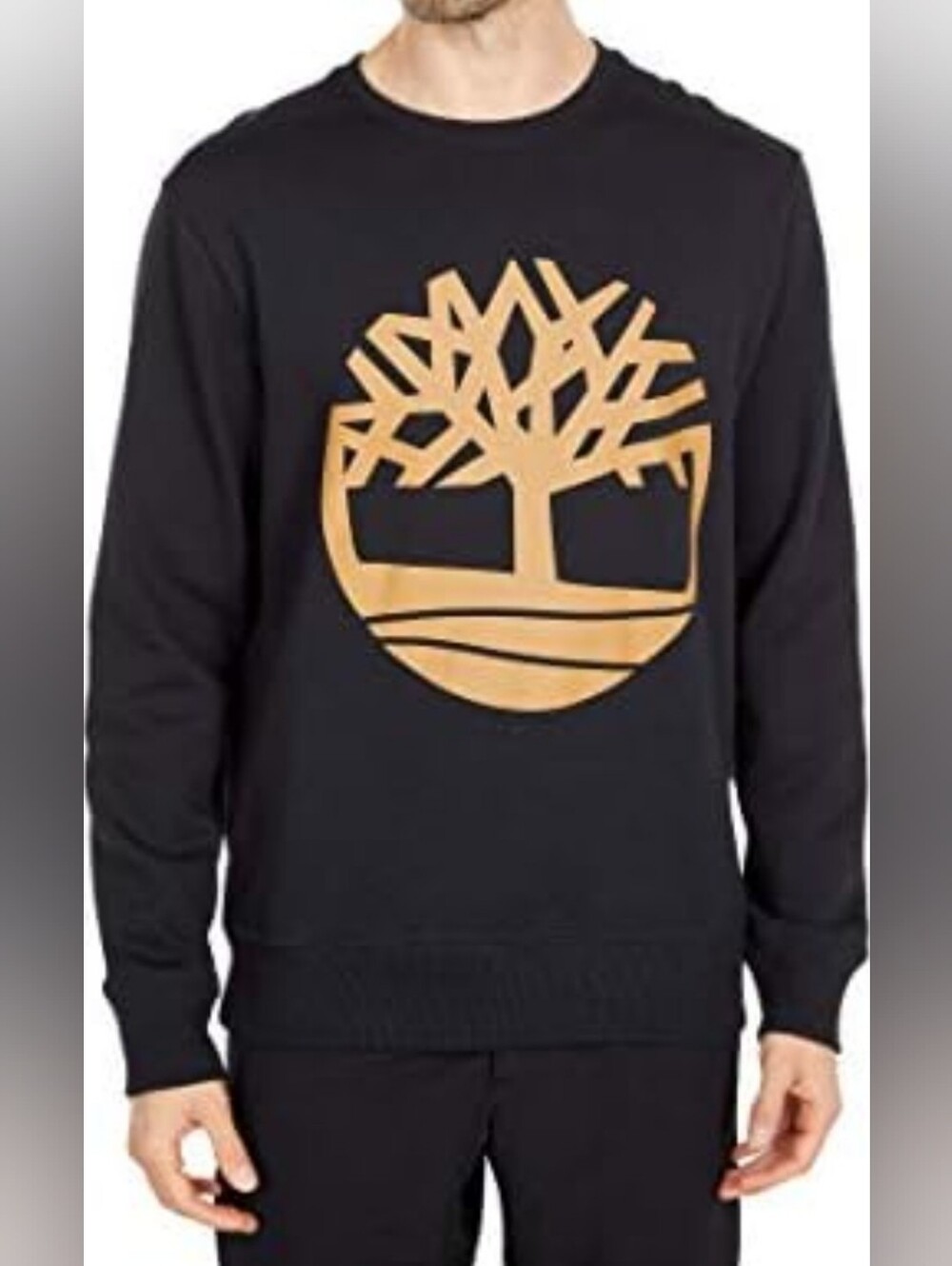 Timberland Black Crewneck Sweater with Gold Tree Logo